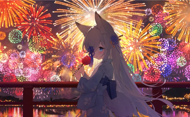 碧蓝航线霞重樱浴衣花火插画二次元4K高清手机平板电脑桌面壁纸